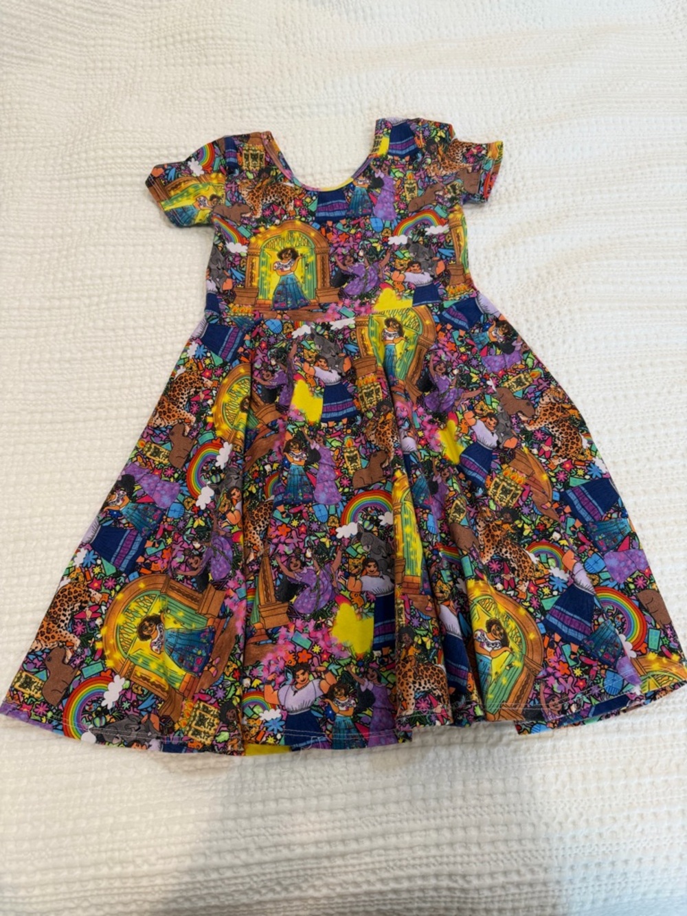 Girls' Bright Multicolor Printed Twirl Dress - Colorful Graphic Pattern